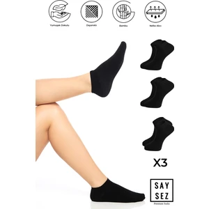 Bambu Kadın Patik Düz Çorap Dikişsiz Premium 3'lü Paket