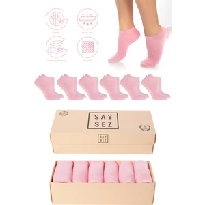 Bambu Kadın Patik Düz Çorap Dikişsiz Premium Kutulu 6'lı Paket