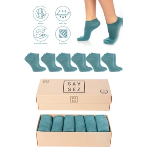 Bambu Kadın Patik Düz Çorap Dikişsiz Premium Kutulu 6'lı Paket