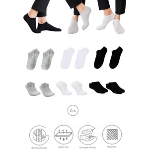 Bambu Erkek Sneaker Çok Renkli Çorap Dikişsiz Görünmez Bilekte Spor Çorap Premium 6'lı Paket