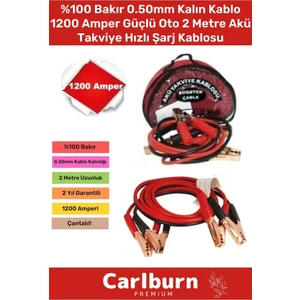 %100 Bakır 0.50MM Kalın Kablo 1200 Amper Güçlü Oto 2 Metre Akü Takviye Hızlı Şarj Kablosu Uyumlu