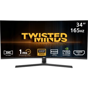 Twısted Mınds 34” 1 MS 165HZ  HDMI Dp HDR100 Adaptıve-Sync R1500 Kavisli Gamıng Monitör TM34CWQHD165VA
