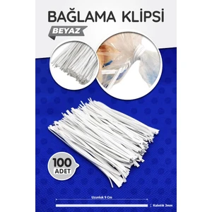 Tuğset Etiket Poşet Ağzı Bağlama Teli Klips Tel 9cm 100 Adet-T1199