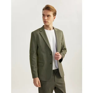 Düğmeli Cepli Viskon Karışımlı Pike Kumaş Mono Yaka Slim Fit Blazer Ceket