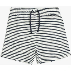 Çizgili Pamuklu Beli Bağlamalı Şort