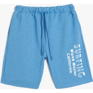 Slogan Baskılı Şort Beli Bağlamalı Cep Detaylı