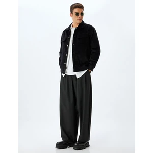 Slim Fit Ceket Fitilli Kadife Gömlek Yaka Kapaklı Cep Detaylı Pamuklu