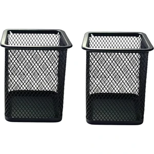 Siyah Köşeli Metal Fileli Kalemlik ( Iki Adet )