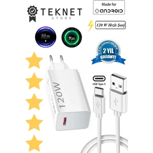 120 Watt Hızlı Çift Turbo Şarj Seti (Type-A) Android Uyumlu Yerli Üretim Üretici Garantili