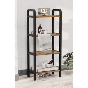 Çavdar Group 4 Katlı Ahşap Çubuklu 40 cm Banyo Rafı, Banyo Düzenleyici Raf