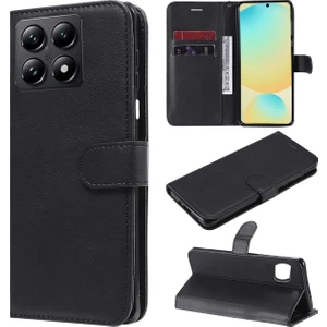 Xiaomi 14T Pro Darbeye Dayanıklı Cüzdanlı ve Standlı Kapaklı Deri Kılıf Siyah AL4232
