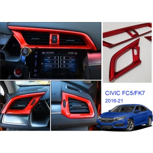 GCP German Car Parts Civic Havalandırma Izgarası Trim (Kırmızı) - Civic Fc5 Aksesuar Tuning Trim