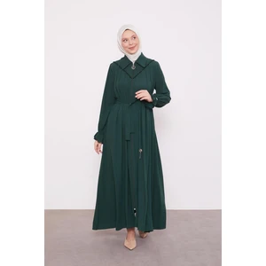 Zümrüt Gömlek Yaka Ponponlu Ferace