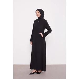 Siyah Gizli Fermuarlı Ferace