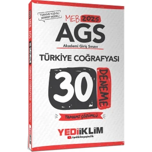 Yediiklim Yayınları   2025 Meb Ags Türkiye Coğrafyası Tamamı Çözümlü 30 Deneme