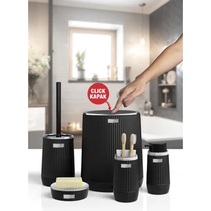 Okyanus Home Nida Siyah Kromlu Eko Banyo Seti Modern Tasarım 5'li Set Suya Dayanıklı