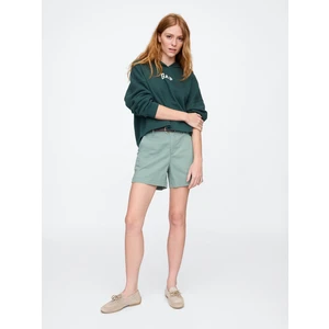Kadın Yeşil Mid Rise Downtown Khaki Şort