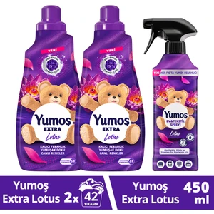Extra Yumuşatıcı Lotus 1440 ml X2 + Yumoş Ev ve Tekstil Spreyi Lotus 450 ml X1