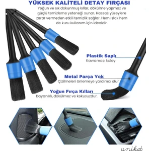 5'li Oto Detay Fırçası Seti – Premium Kalite ve 5 Farklı Boyutlarla Detaylı Temizlik