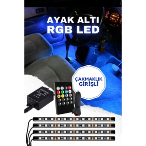 Tüm Araçlara Uyumlu Çakmaklık Girişli Rgb Ayak Altı LED Sese Duyarlı LED Müziğe Duyarlı 12 LED
