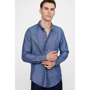 Slim Fit Spor Mavi Erkek Gömlek