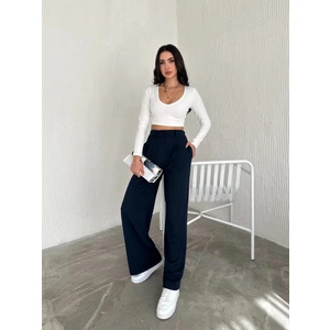 Kadın Beli Lastikli Bol Paça Pantolon