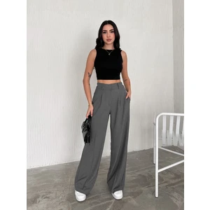 Kadın Beli Lastikli Bol Paça Pantolon