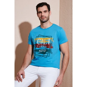 Pamuklu Slim Fit Bisiklet Yaka T Shirt Erkek T SHİRT 541CALIFORNIA24
