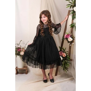 Mnk Baby & Kids Uzun Kol Dantel Makri Kız Çocuk Elbise MNK0600