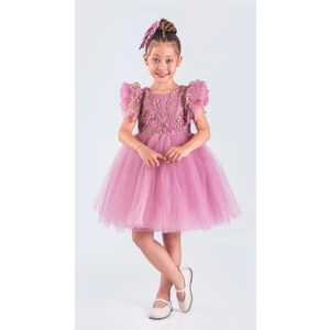 Mnk Baby & Kids Kız Çocuk Nakışlı Tütü Etek Elbise MNK0578