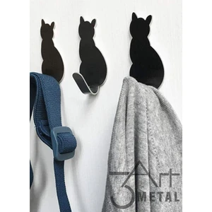 3Art Metal 3lü Paslanmaz Kedi Figürlü Metal Askılık - Askı - Anahtarlık - Elbise Askısı
