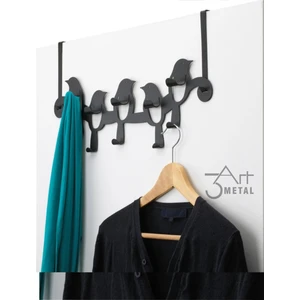 3Art Metal Metal Amerikan Kapı Arkası Askılık - Dekoratif Demir Banyo Askısı - Kuş Detaylı Askılık