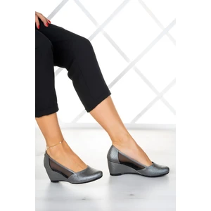 Erkan Saçmacı Evelyn Antrasit Nano Fileli Dolgu Topuklu Ayakkabı