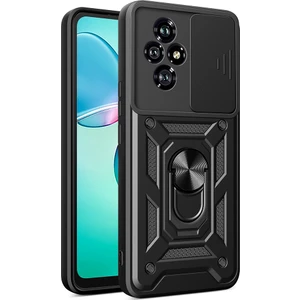 Honor 200 Uyumlu Kılıf Magnetik Standlı Kamera Korumalı Zore Sürgülü Vega Kapak-Siyah