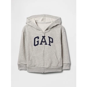 Erkek Bebek Gri Logo Relaxed Fermuarlı Sweatshirt