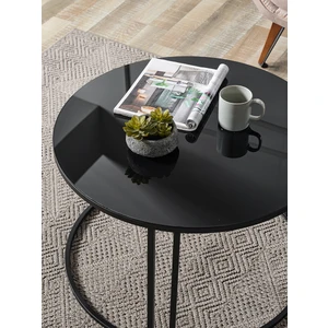 Sedaş Living Units Salon Orta Sehpa Siyah Aynalı Temperli Cam (Siyah) Metal Ayak Orta Sehpa