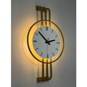 Iskandinav Tarzı Duvar Saati, Işıklı, Ahşap Merkez, Metal Pil Ile Çalışan - 40-75  cm