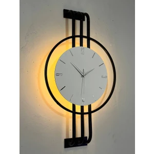 Iskandinav Tarzı Duvar Saati, Işıklı, Ahşap Merkez, Metal Pil Ile Çalışan - 40-75  cm
