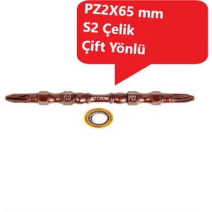 PZ2X65 mm S2 Çeliği Çift Yönlü Mıknatıs Uçlu Bits Uç (1 Adet)