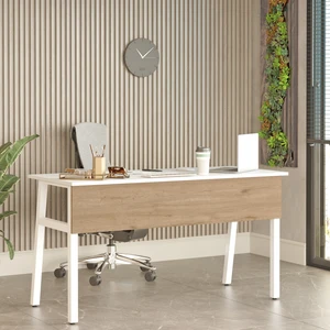 Robin Home Oslo Metal Çalışma Masası Ofis Masası Çekmeceli 140 cm  Sepet-Beyaz