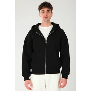 Basic Erkek Oversize Fit Kapüşonlu ve Fermuarlı Üst