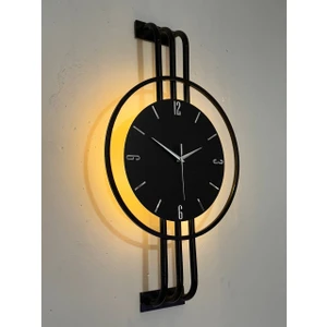 Iskandinav Tarzı Duvar Saati, Işıklı, Ahşap Merkez, Metal Pil Ile Çalışan - 40-75 cm