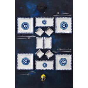 Piatti Naturali 12 Parça 4 Kişilik Nazar Kahvaltı Takımı Handmade Kahvaltılık Sunum Seti Servis Tabakları