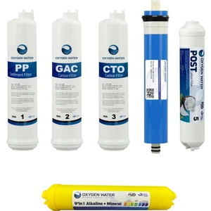 OXYGEN WATER 14 Aşamalı Yedek Filtre Seti 6'li Filtre 9 In 1 Alkali Mineral