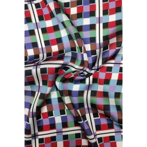 Geometrik Desenli Dijital Baskılı Şifon Saten Kumaş / En 1,50  cm  - Elbise , Perde ve Kırlent