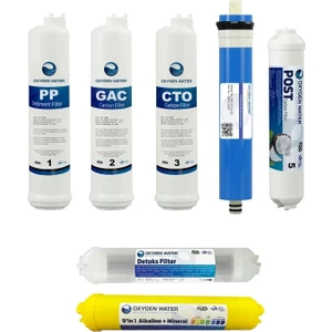 Oxygen Water 15 Aşamalı 7'li Alkali Mineral ve Detoks Filtreli Yedek Filtre Seti