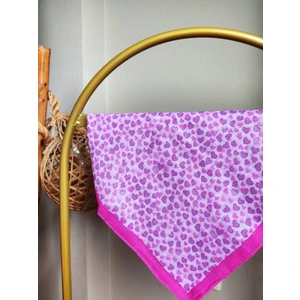 Kız Çocuk Mini Pembe Kalp Temalı 80*80 cm Çocuk Eşarp