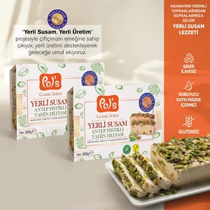 Pol's Gurme Yerli Susam Antep Fıstıklı Şeker İlavesiz Tahin Helvası 300 g x  2 Adet