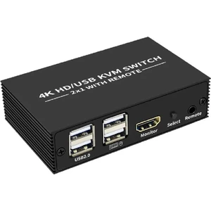 4306 HDMI Kvm Switch 2 Port USB Type C 2 Pc Tek Kasa Klavye Mouse Kontrol Çoklayıcı