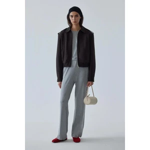 Suud Collection Acı Kahve Cooper Crop Bomber Ceket